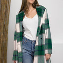 Double Take Plaid Button Up Lapel Collar Coat