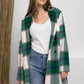 Double Take Plaid Button Up Lapel Collar Coat Womens Plaid Lapel Collar Coat Green S