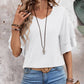 V-Neck Half Sleeve Blouse Womens Tops White S 