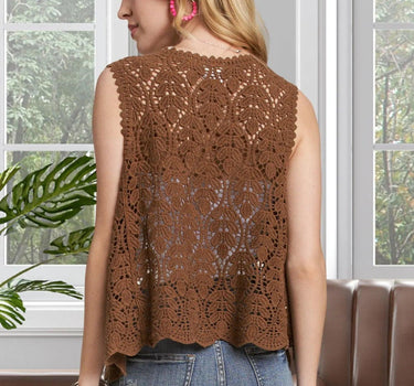ADORA Crochet Vest With Scallop Hem