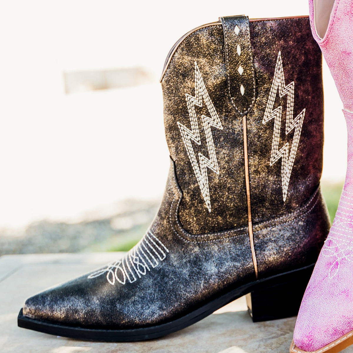 The Bowie Boot in Metallic Black - Three Mad Hatters Mercantile 