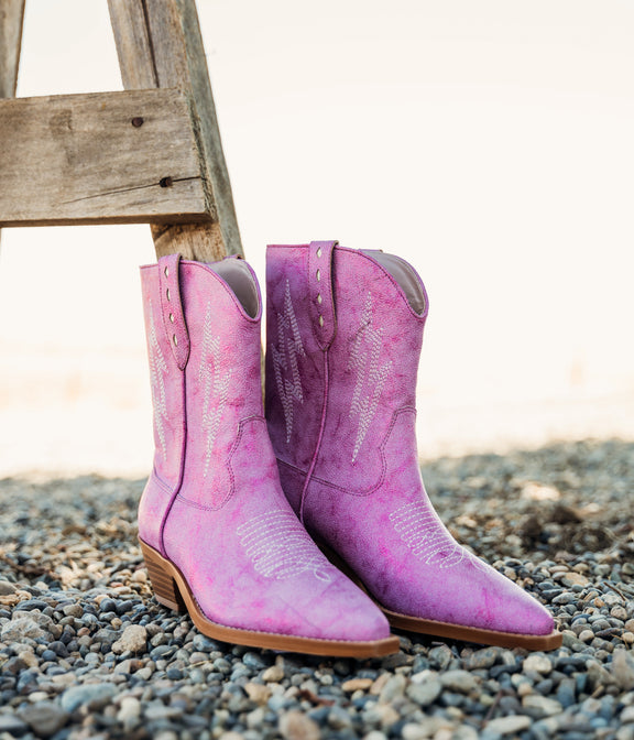 The Bowie Boot in Metallic Pink Shoes