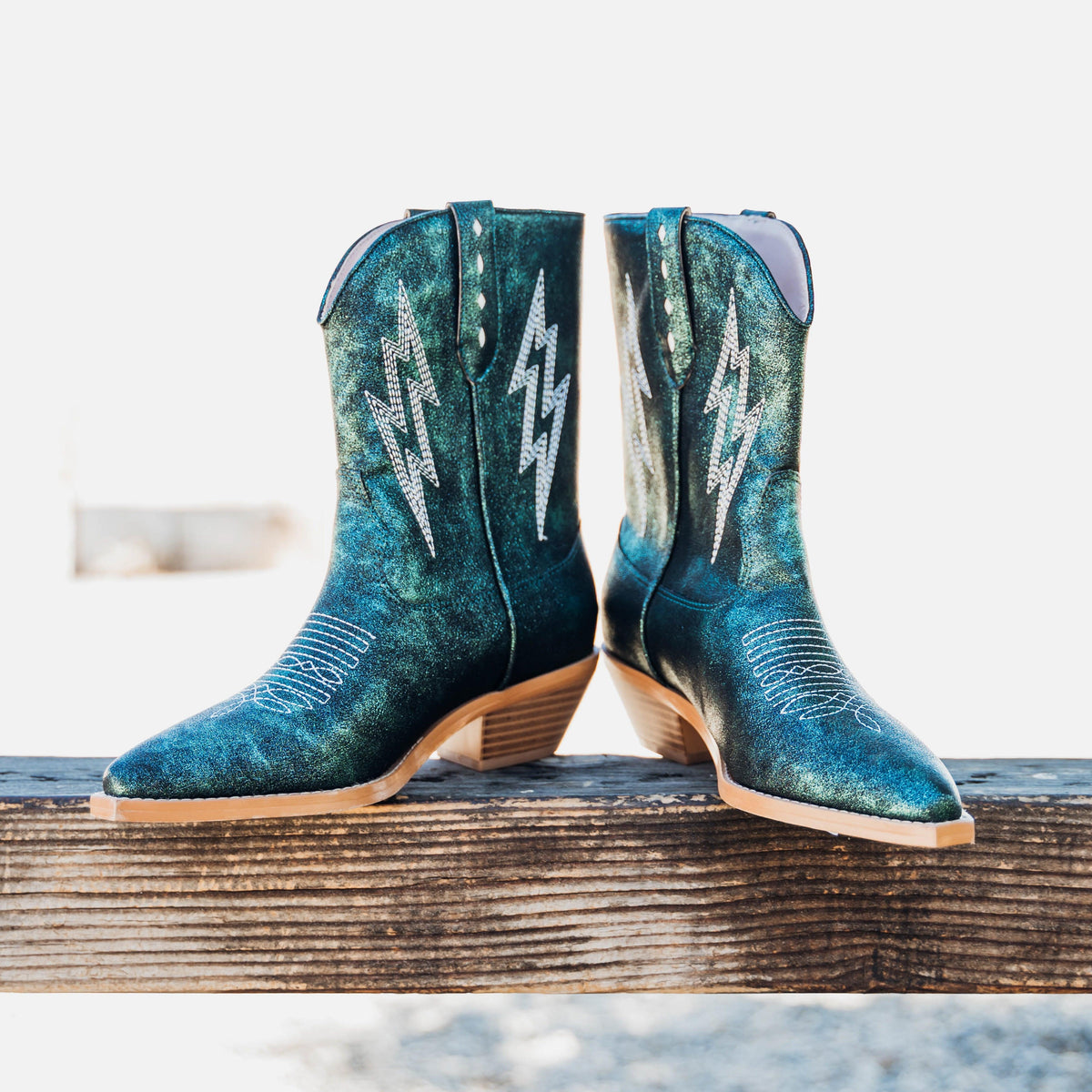 The Bowie Boot in Metallic Teal - Three Mad Hatters Mercantile 