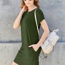 Basic Bae Full Size Round Neck Short Sleeve Dress with Pockets