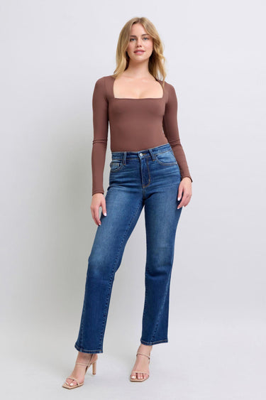 Judy Blue Side Seam Detail Straight Jeans with Pockets