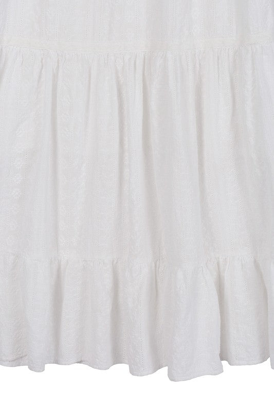 Embroidered Tiered Dress In White Midi dress   