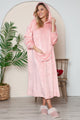 Double Take Pocketed Hooded Midi Lounge Dress Lounge Dress Dusty Pink S/M