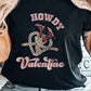 Howdy Valentine Cowboy Boots Graphic Tee T- Shirt Heather Black S 