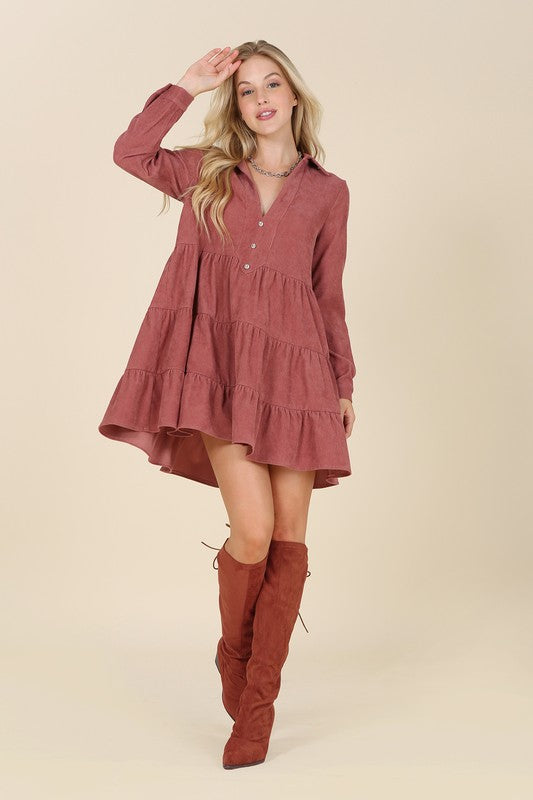 Corduroy tiered dress Womens Corduroy Dress   