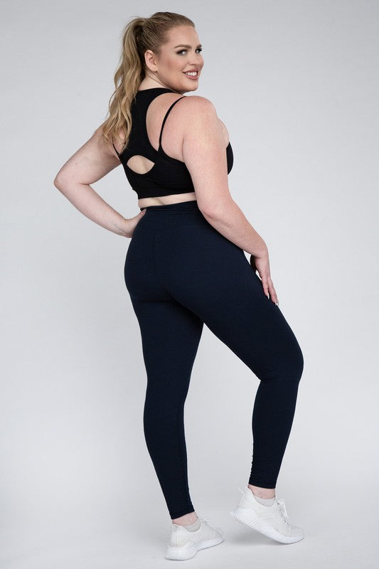 Plus Size V Waist Full Length Leggings Leggings   