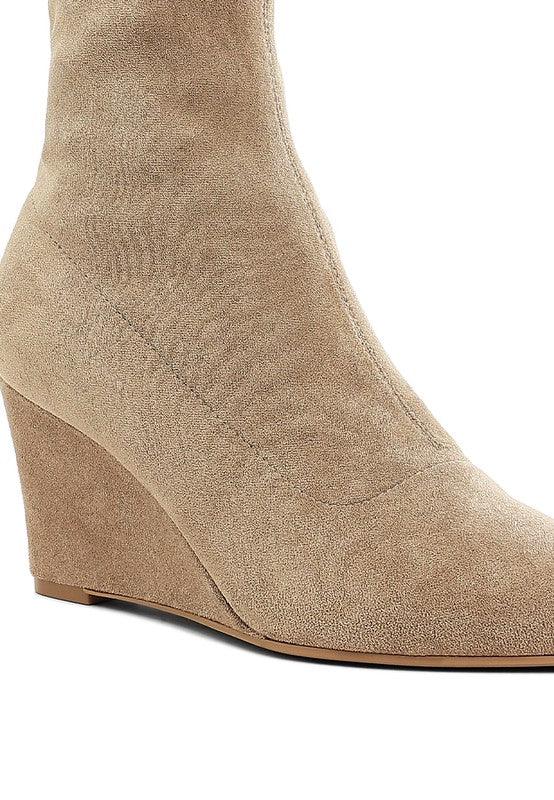 Yara Microfiber Wedge Sock Boots - Three Mad Hatters Mercantile 
