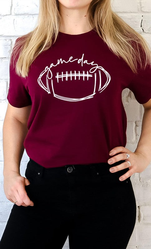 Cursive Football Game Day Graphic Tee Graffic Tee Heather Maroon S 