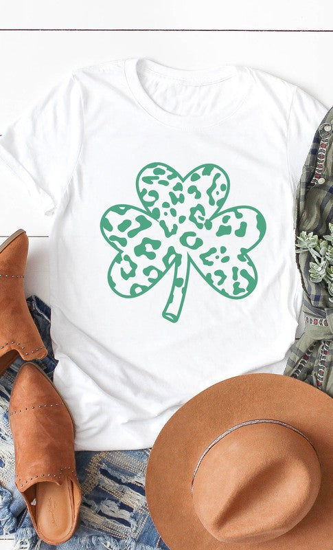 Green Leopard Clover Graphic Tee PLUS  White XXL 