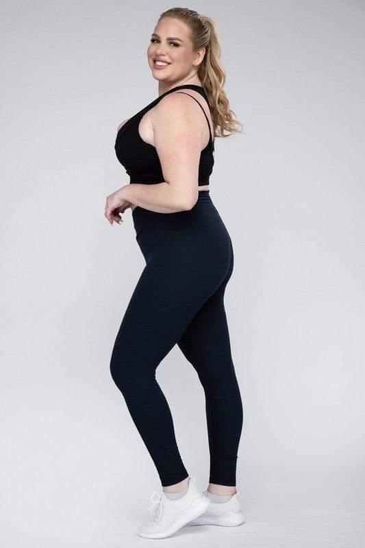 Plus Size V Waist Full Length Leggings - Three Mad Hatters Mercantile 