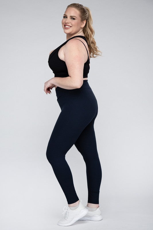 Plus Size V Waist Full Length Leggings Leggings   