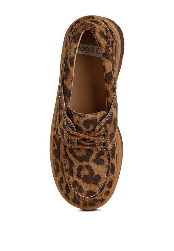 Onglur Leopard Print Suede Oxford Loafers - Three Mad Hatters Mercantile 