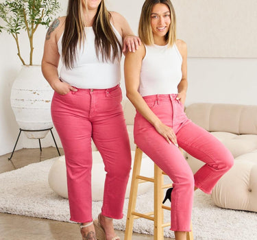 RFM Crop Dylan Tummy Control High Waist Raw Hem Jeans