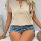 Notched Short Sleeve Blouse    