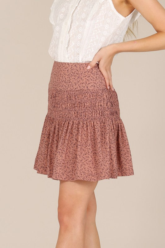 Floral smocked skirt Mini Skirt   