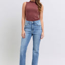 Judy Blue Raw Hem High Rise Bootcut Jeans
