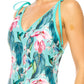 ONE PIECE BATHING SUIT FLORAL PRINT SHOULER TOP TI    