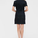 Bytos Embellished Button Down Short Sleeve Denim Dress