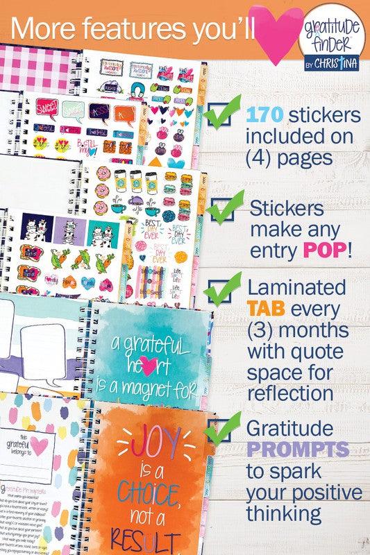Faith-Based Gratitude Journal w Stickers 52-Week - Three Mad Hatters Mercantile 