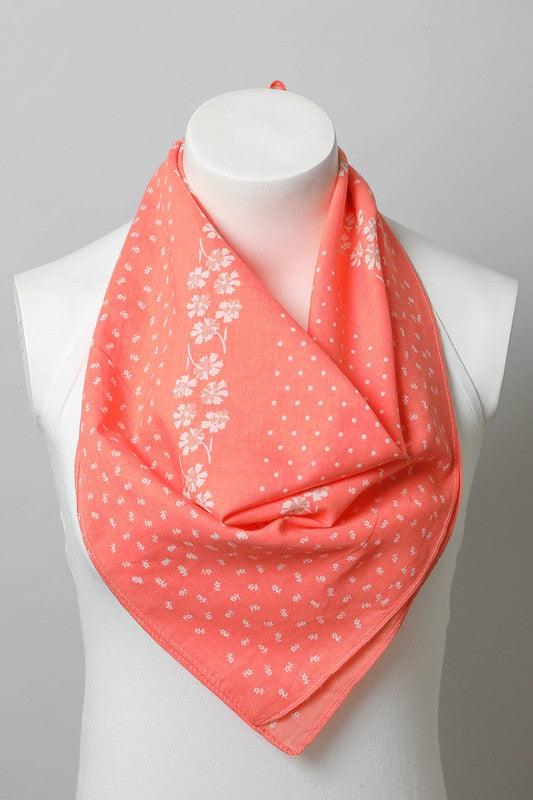 Dot and Floral Border Bandana Scarf - Three Mad Hatters Mercantile 