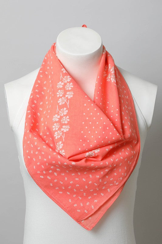 Dot and Floral Border Bandana Scarf Scarf   