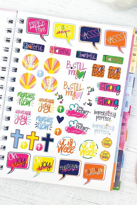Faith-Based Gratitude Journal w Stickers 52-Week - Three Mad Hatters Mercantile 