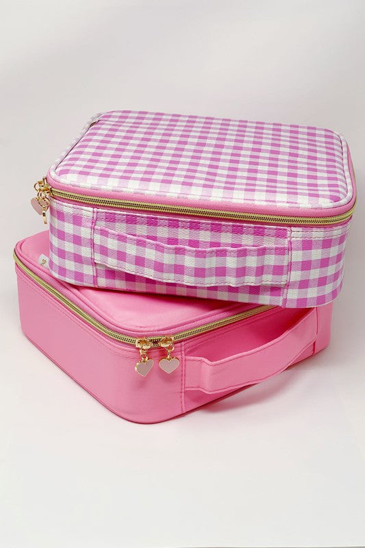 Glam Girl Cosmetic Case Cosmetic Case Pink Gingham One Size 