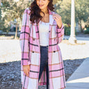 Double Take Plaid Button Up Lapel Collar Coat
