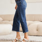 RFM Tummy Control High Waist Raw Hem Jeans Denim   