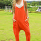 Double Take Full Size Sleeveless V-Neck Pocketed Jumpsuit Womens Overalls Orange S 