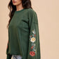 Annie Wear Embroidered Long Sleeve French Terry Top Womens Long Sleeve Tops