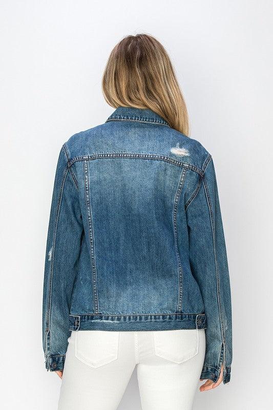 RISEN Distressed Button Up Jacket - Three Mad Hatters Mercantile 