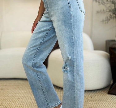 Judy Blue Full Size High Waist Distressed Straight Jeans