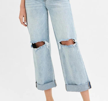 RISEN Mid Rise Fit Boyfriend Jeans with Cuff