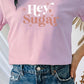 Hey Sugar Sparkle Valentines Day Graphic Tee T- Shirt Pink S 