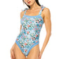 ONE PIECE BATHING SUIT FLORAL PRINT SHOULER TOP TI    