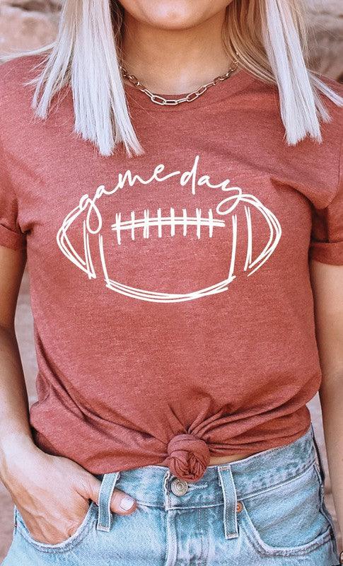 Cursive Football Game Day Graphic Tee - Three Mad Hatters Mercantile 