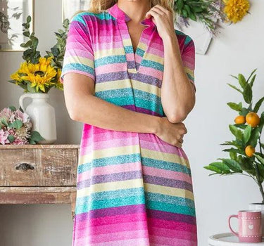 Heimish Striped Short Sleeve Mini Tee Dress Plus Size