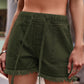 Drawstring Raw Hem Denim Shorts  Army Green S 