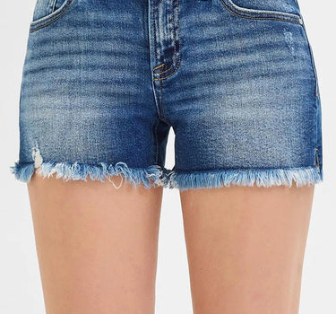 RISEN Low Rise Frayed Denim Shorts