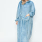 Double Take Pocketed Hooded Midi Lounge Dress Lounge Dress Pastel Blue S/M