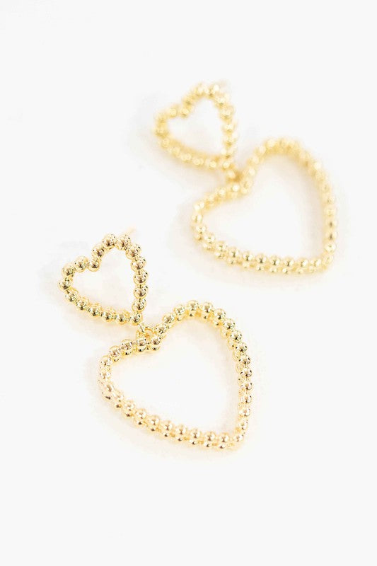 Cara Heart Drop Earrings Earrings Gold OS 