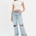 RISEN Mid Rise Fit Boyfriend Jeans with Cuff