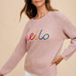 Annie Wear HELLO Embroidered Raglan Sleeve Sweater Womens Sweater