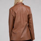 Sleek Pu Leather Blazer with Front Closure Blazer   