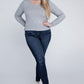 Plus Classic Ribbed Round Neck Long Sleeve Long Sleeve Shirt   